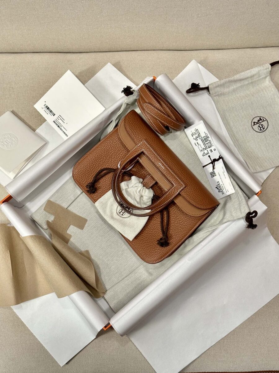 Replica Hermes Halzan Brown - premium 1:1 fake handbag model