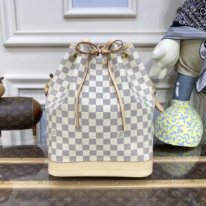 Replica Louis Vuitton Noe Bucket White Grid MM - high-quality designer bag clone