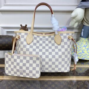 Replica Louis Vuitton Neverfull MM White Grid - top-rated replica designer bag
