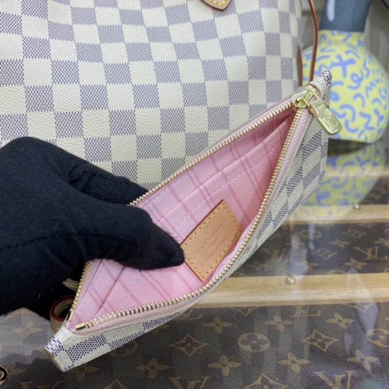 Replica Louis Vuitton Neverfull MM White Grid - premium-grade designer purse dupe