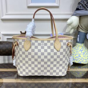 Replica Louis Vuitton Neverfull MM White Grid - high-quality designer bag clone