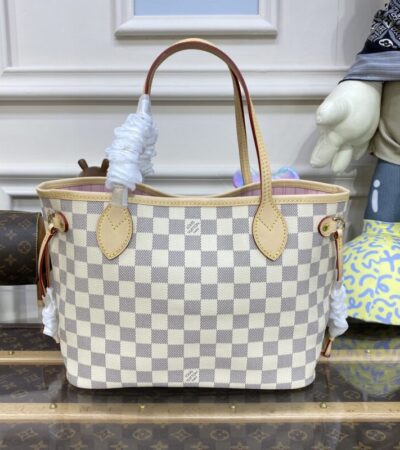 Replica Louis Vuitton Neverfull MM White Grid - high-quality designer bag clone