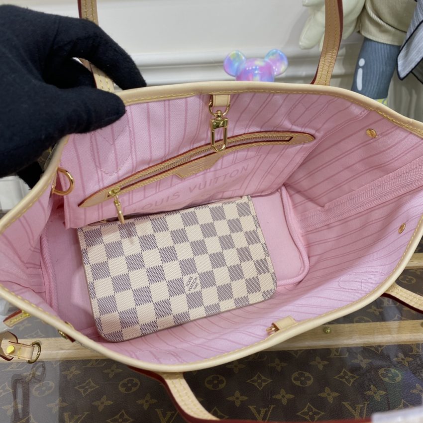 Replica Louis Vuitton Neverfull MM White Grid - 1:1 designer replica handbag