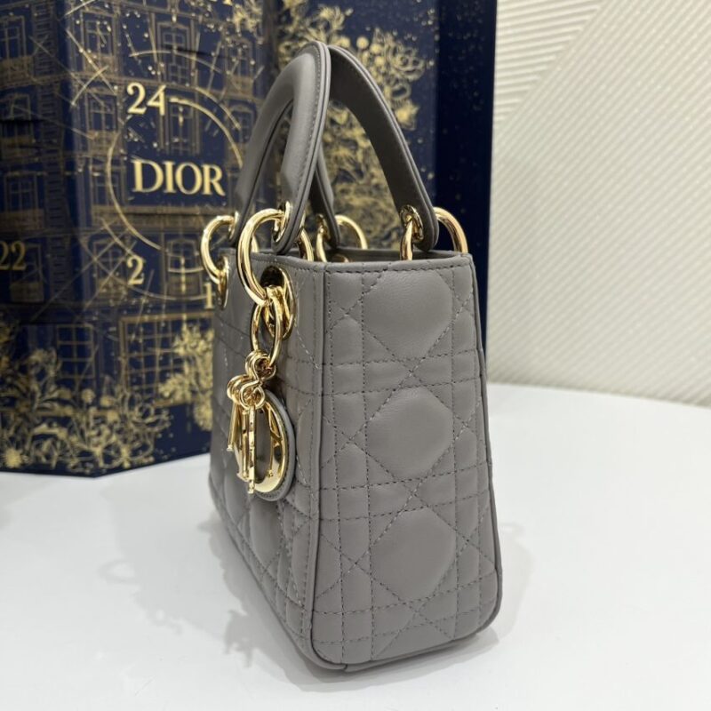 Replica Lady Dior Mini Stone Grey - best quality luxury bag dupe
