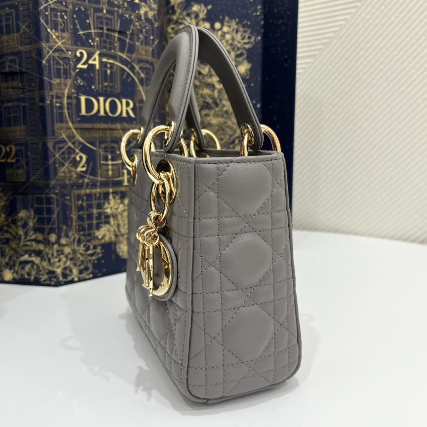 Replica Lady Dior Mini Stone Grey - best quality luxury bag dupe