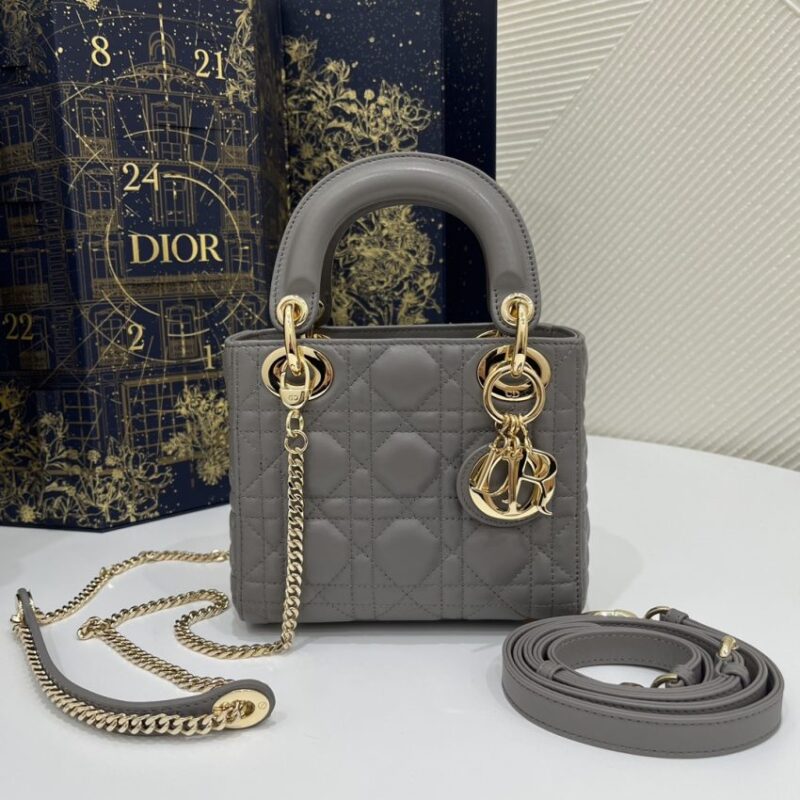 Replica Lady Dior Mini Stone Grey - elite superclone designer purse