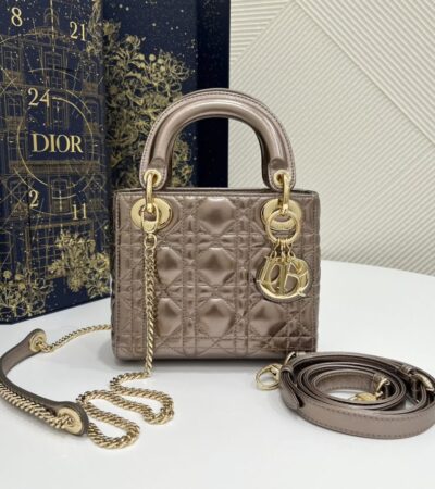 Replica Lady Dior Mini Golden-Tone Metallic - 1:1 designer replica handbag