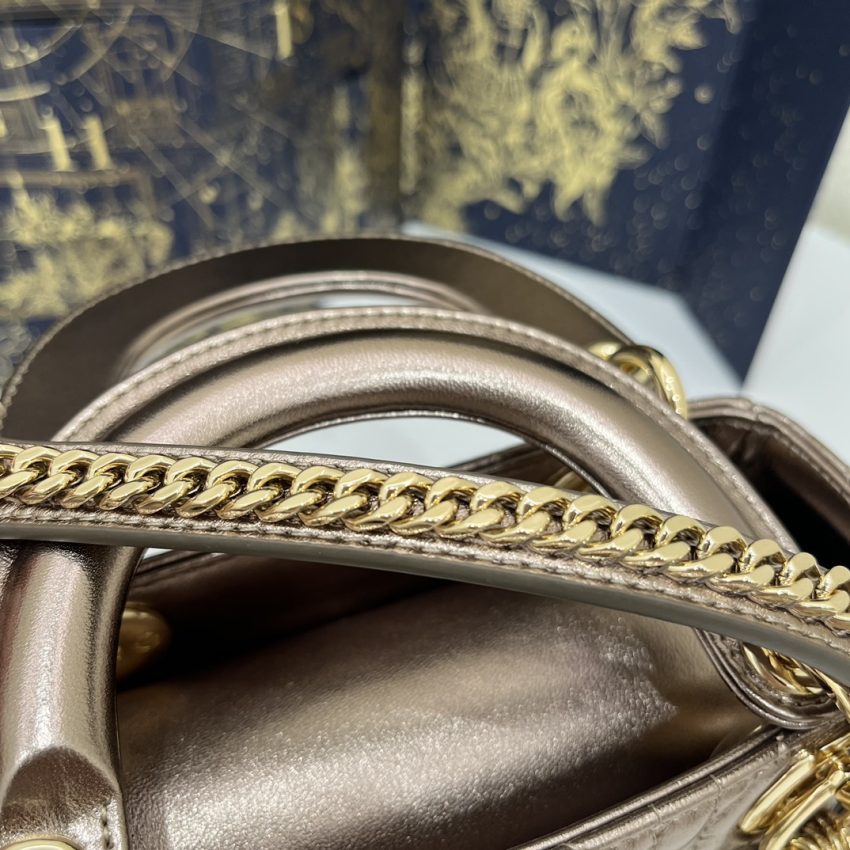 Replica Lady Dior Mini Golden-Tone Metallic - best quality luxury bag dupe