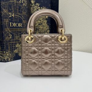 Replica Lady Dior Mini Golden-Tone Metallic - 1:1 designer replica handbag