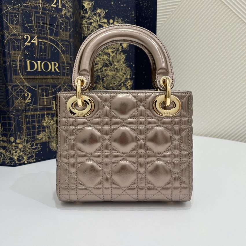 Replica Lady Dior Mini Golden-Tone Metallic - 1:1 designer replica handbag
