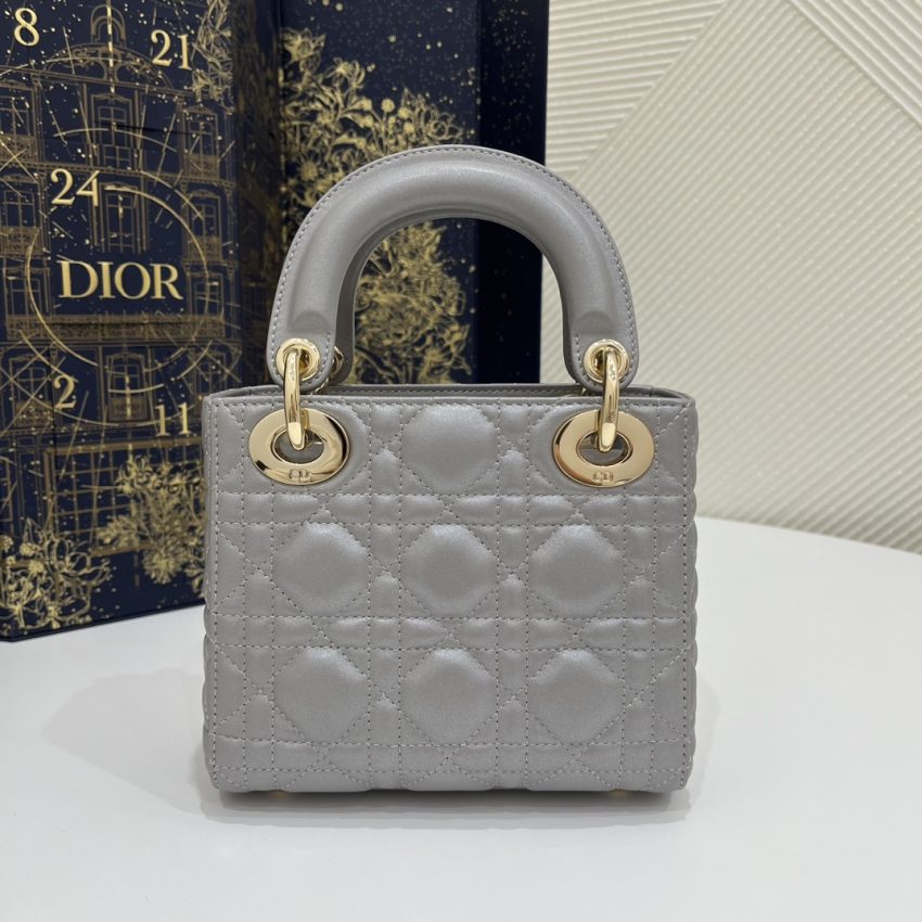 Replica Lady Dior Mini Grey Sillver - best quality luxury bag dupe
