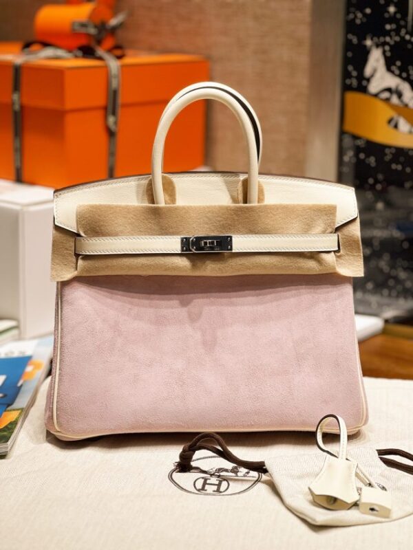 Replica Hermes Birkin Pink Suede - near-authentic luxury replica handbag