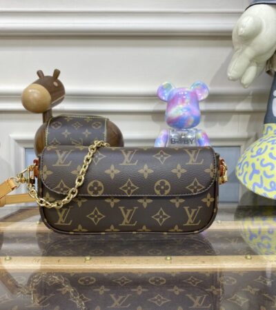 Replica Louis Vuitton Wallet on Chain Ivy Brown - near-authentic luxury replica handbag