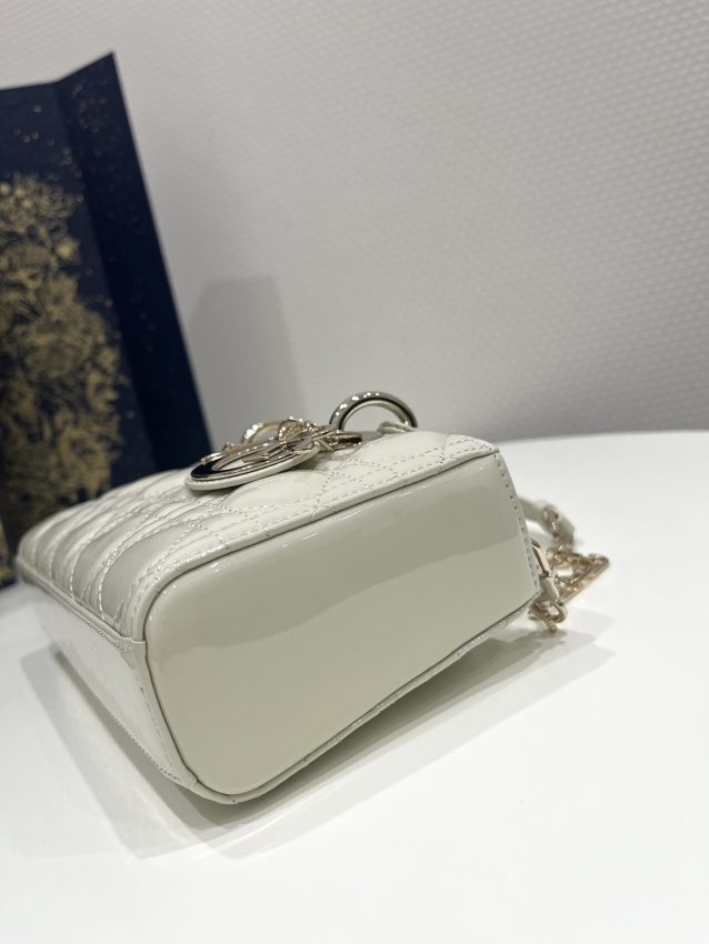 Replica Dior Lady D-Joy Bag White Patent - 1:1 designer replica handbag