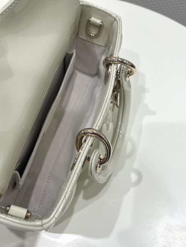 Replica Dior Lady D-Joy Bag White Patent - near-authentic luxury replica handbag