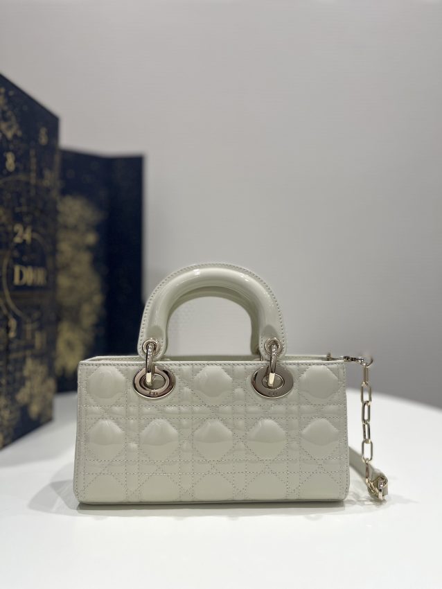 Replica Dior Lady D-Joy Bag White Patent - near-authentic luxury replica handbag