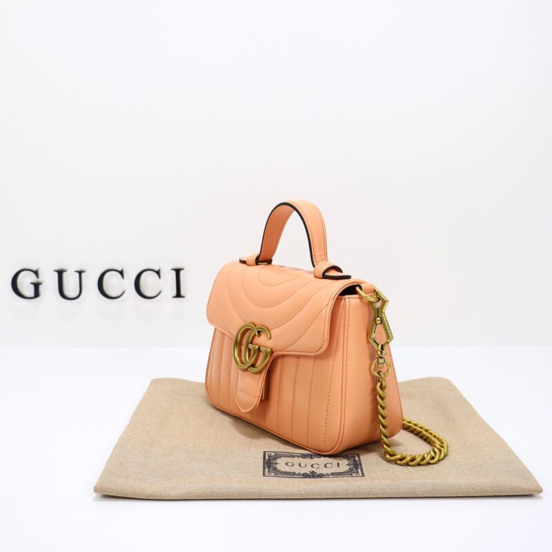 Replica Gucci GG Marmont Top Handle Apricot - elite superclone designer purse