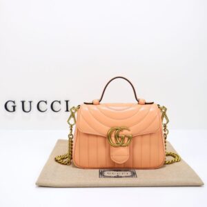 Replica Gucci GG Marmont Top Handle Apricot - top-rated replica designer bag