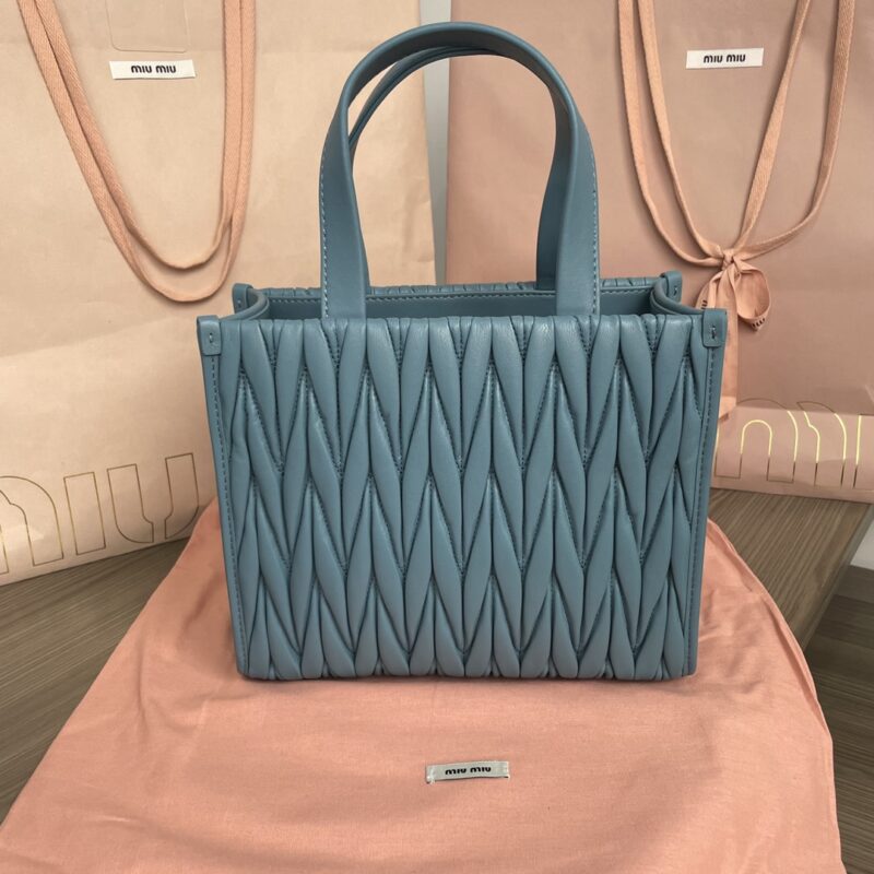 Replica Miu Miu Matelassé Tote Blue - near-authentic luxury replica handbag