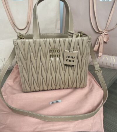 Replica Miu Miu Matelassé Tote Beige - premium-grade designer purse dupe