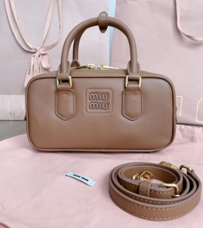 Replica Miu Miu Arcadie Small Full Brown - top-tier luxury replica shoulder bag