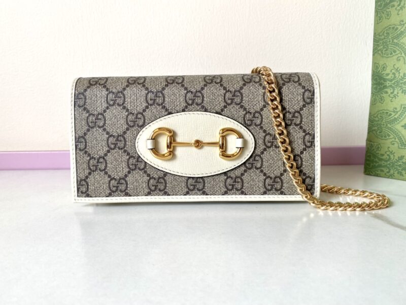 Replica Gucci Horsbet Chain Clutch White - high-accuracy replica luxury purse