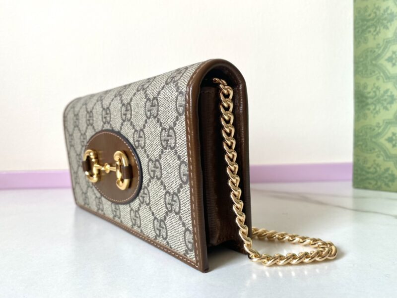 Replica Gucci Horsbet Chain Clutch Brown - 1:1 designer replica handbag