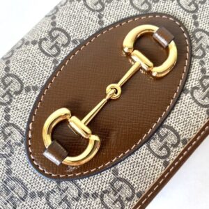 Replica Gucci Horsbet Chain Clutch Brown - authentic-look luxury purse replica