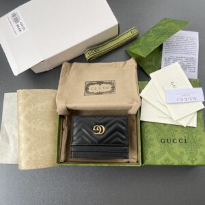 Replica Gucci Marmont Card Holder Black - premium 1:1 fake handbag model