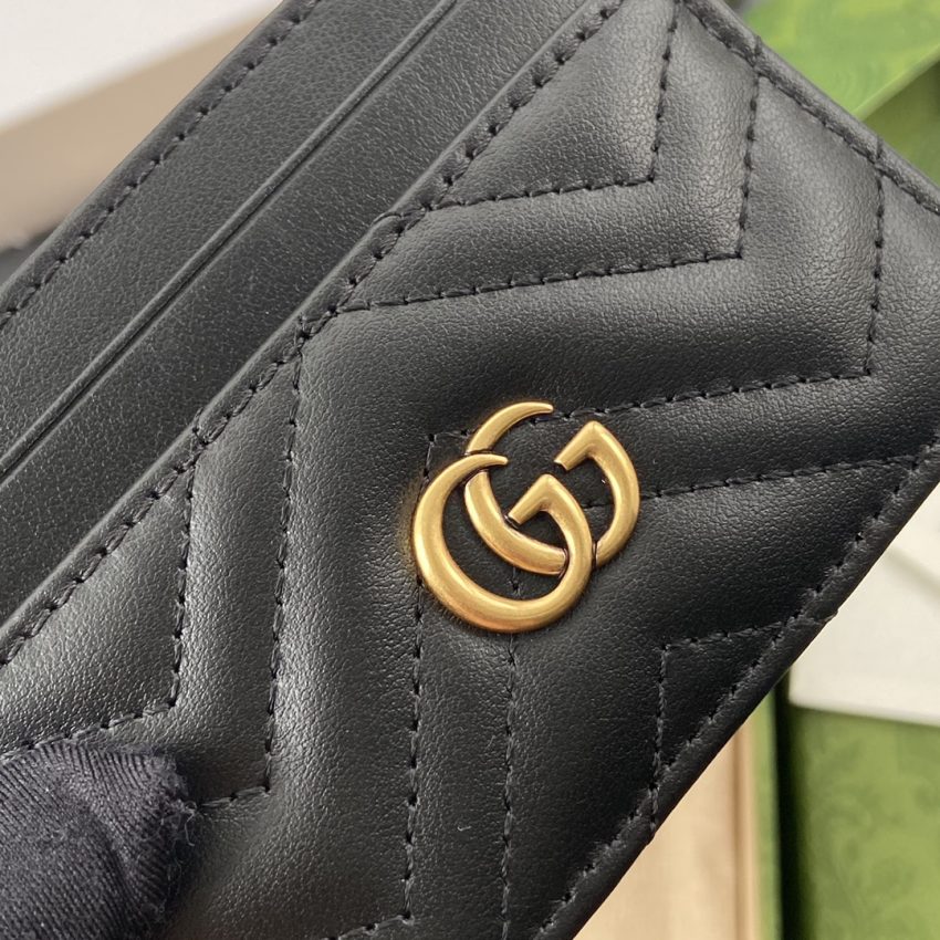 Replica Gucci Marmont Card Holder Black - premium 1:1 fake handbag model