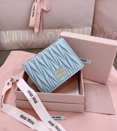 Replica Miu Miu Pocket Wallet Light Blue - authentic-look luxury purse replica
