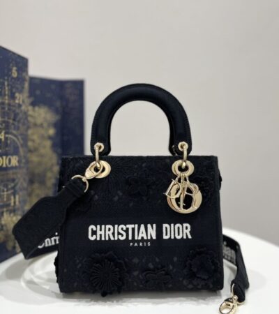 Replica Lady Dior D-Lite Chardons Black - high-end fake designer purse