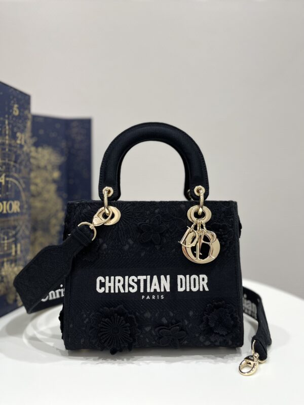 Replica Lady Dior D-Lite Chardons Black - high-end fake designer purse