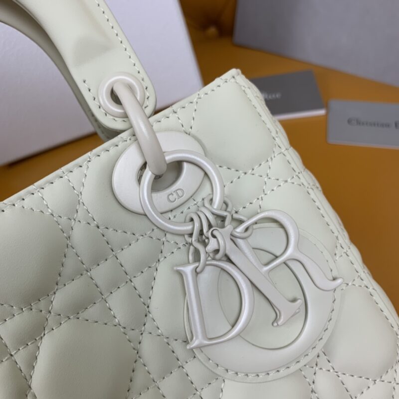 Replica Lady Dior Matte White ABC - premium-grade designer purse dupe