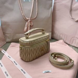 Replica Miu Miu Cosmetic Bag Milk Tea - ultra-realistic fake designer tote