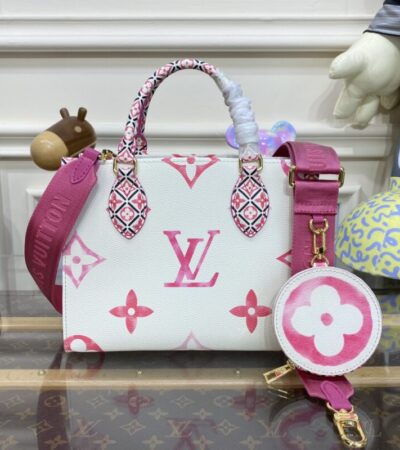 Replica LV OnTheGo PM Pink&White - top-tier luxury replica shoulder bag