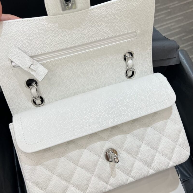 Replica CHANEL Classic Flap 23cm White Silver - top-tier luxury replica shoulder bag