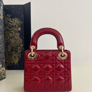 Replica Lady Dior Mini Red Patent - top-tier luxury replica shoulder bag