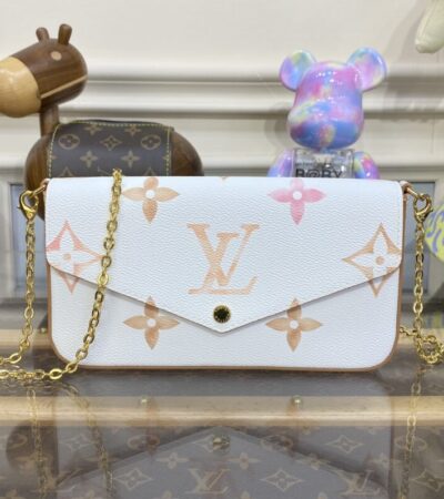 Replica Louis Vuitton Felicie Pochette White Apricot - authentic-look luxury purse replica