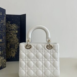 Replica Dior Lady Dior White ABC - premium 1:1 fake handbag model