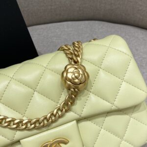 Replica CHANEL Camellia Flap Yellow - near-authentic luxury replica handbag