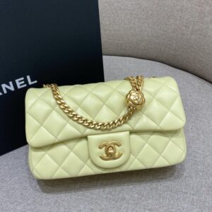 Replica CHANEL Camellia Flap Yellow - top-rated replica designer bag