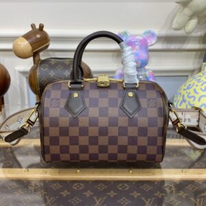 Replica Louis Vuitton Speedy Bandouliere 20 Brown Grid - premium 1:1 fake handbag model