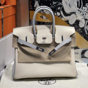 Replica Hermes Birkin Haze Blue Cream White - realistic designer-inspired fake bag