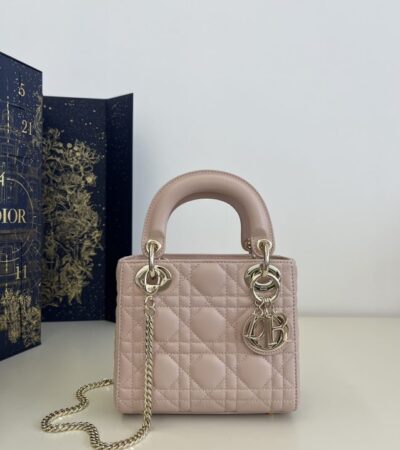 Replica Lady Dior Mini Pale Pink - best quality luxury bag dupe