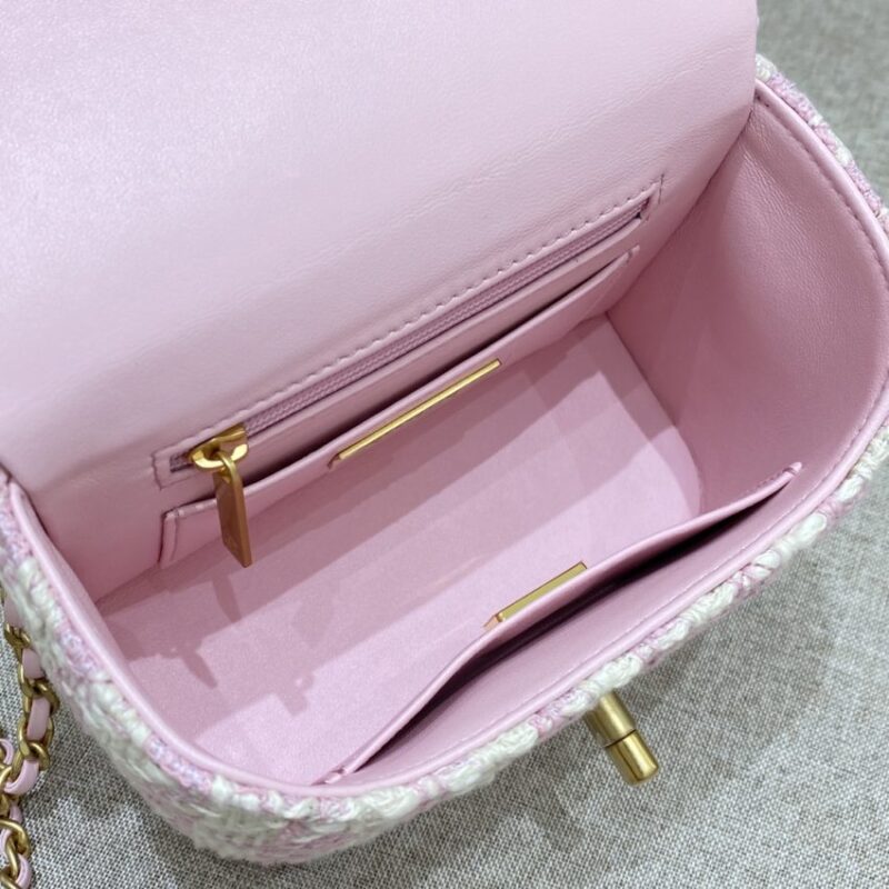 Replica CHANEL Tweed Handle Crush Small Purple - 1:1 designer replica handbag