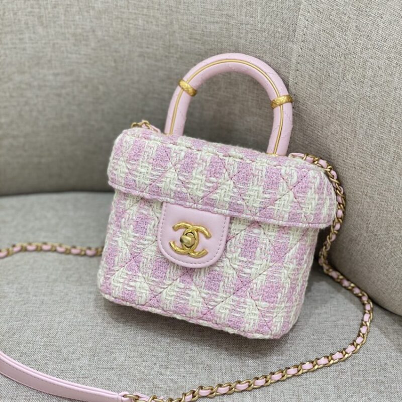 Replica CHANEL Tweed Handle Crush Small Purple - high-accuracy replica luxury purse