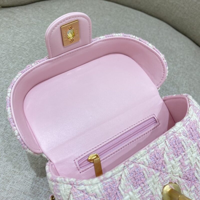 Replica CHANEL Tweed Handle Crush Small Purple - high-quality designer bag clone