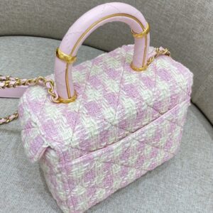Replica CHANEL Tweed Handle Crush Small Purple - authentic-look luxury purse replica