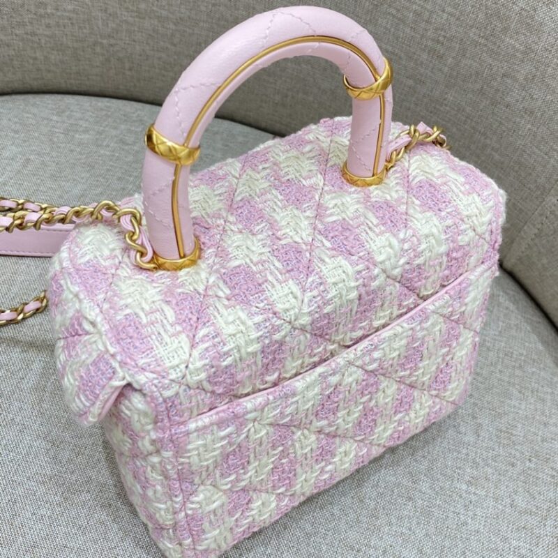 Replica CHANEL Tweed Handle Crush Small Purple - authentic-look luxury purse replica